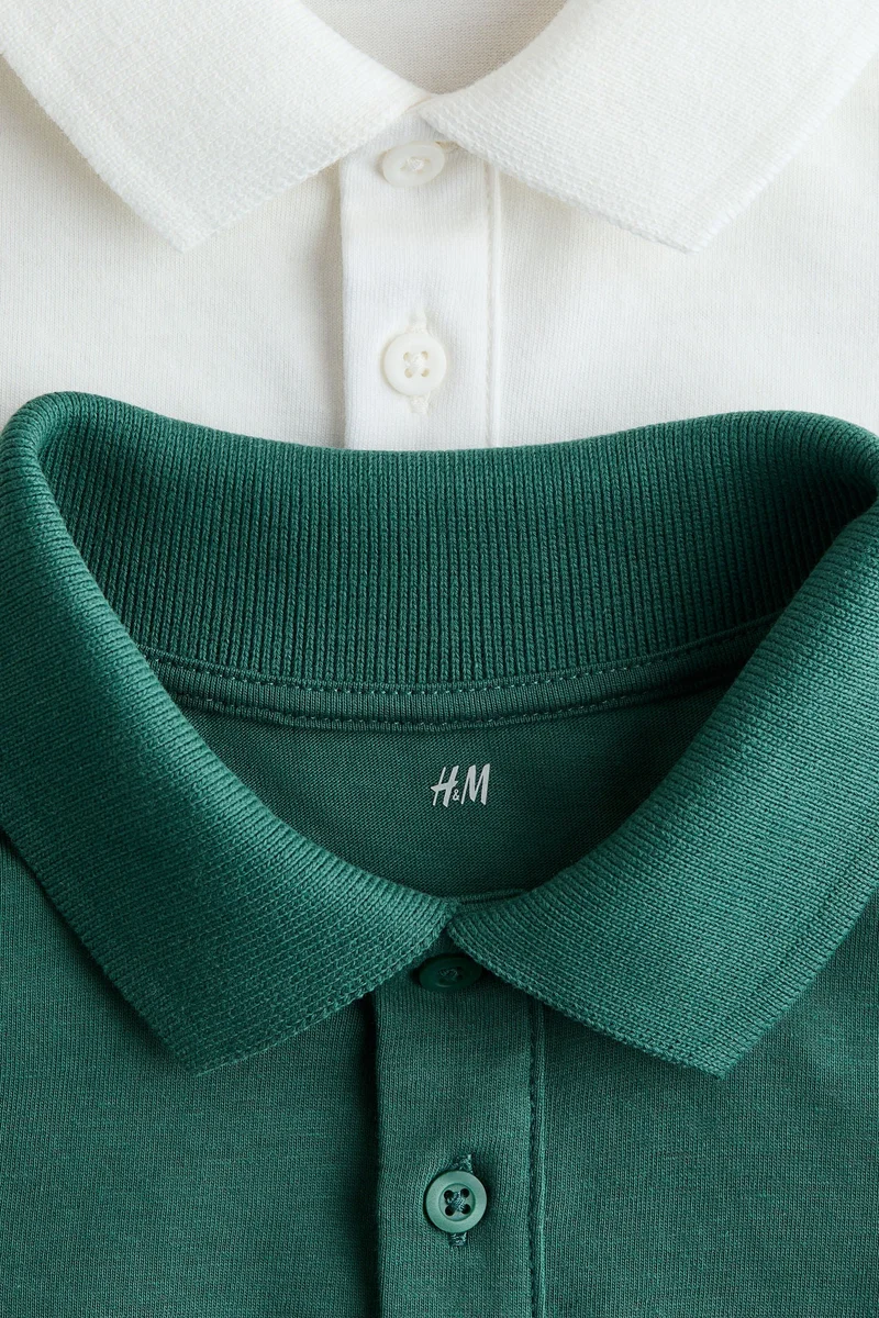 اتش اند ام تي-شيرت بولو من القطن - عبوة من قطعتين